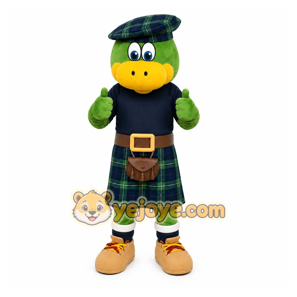 Green Frog In Kilt Mascot Costume for Events and Promotions Green Frog In Kilt Mascot Costume for Events and Promotions