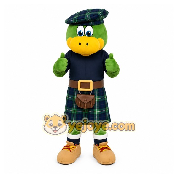 Green Frog In Kilt Mascot Costume for Events and Promotions