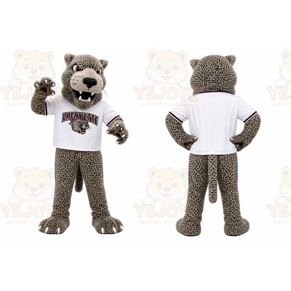Gray Leopard Mascot Costume for Sports Events