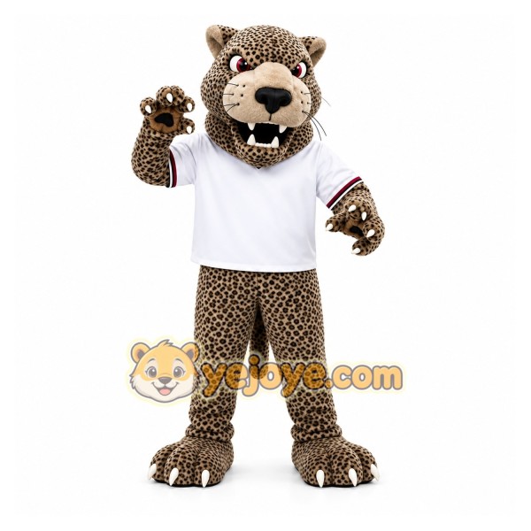Gray Leopard Mascot Costume for Sports Events