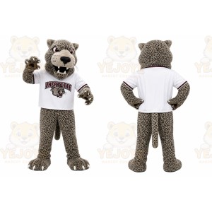 Gray Leopard Mascot Costume for Sports Events