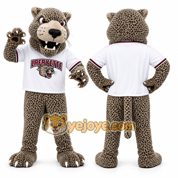Gray Leopard Mascot Costume for Sports Events