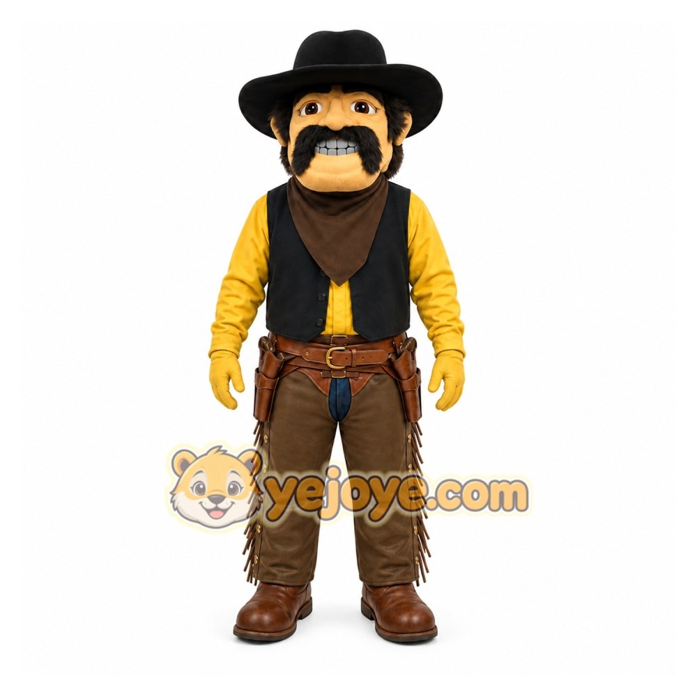 Yellow Cowboy Mascot Costume for Events and Promotions Yellow Cowboy Mascot Costume for Events and Promotions
