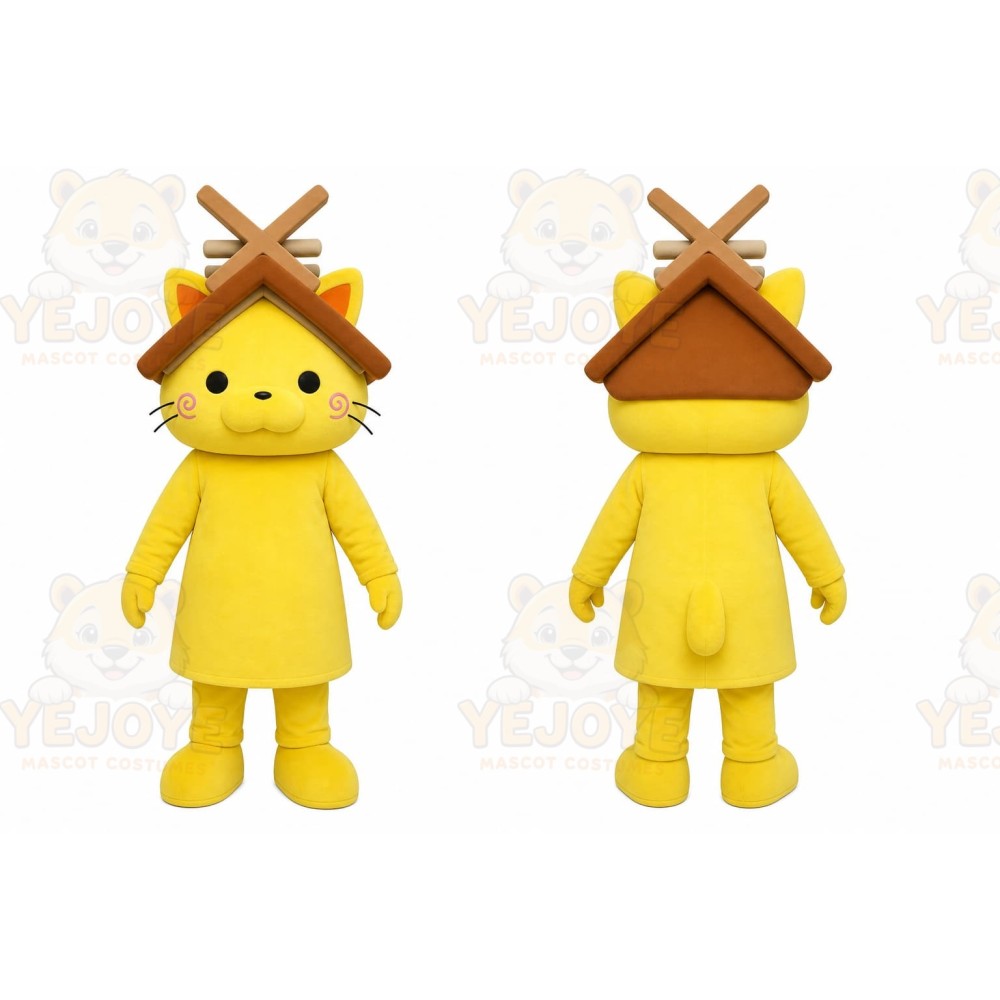 Yellow Cat Mascot Costume for Children's Events