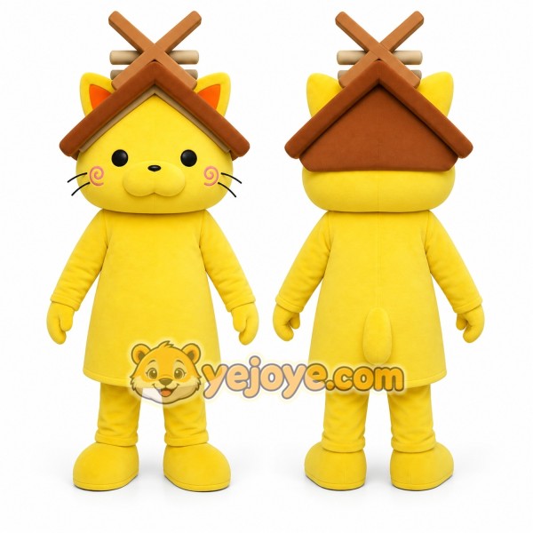Yellow Cat Mascot Costume for Children's Events