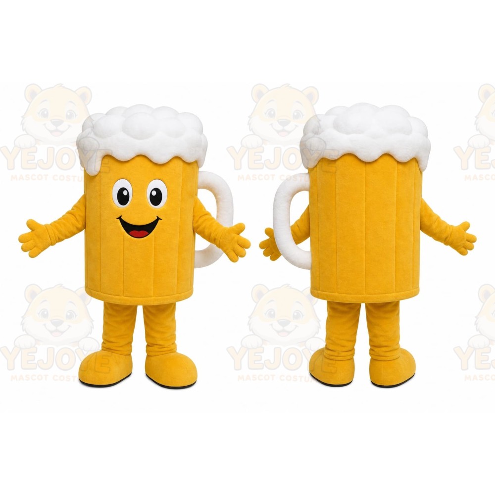 Yellow Beer Mug Mascot Costume for Corporate Events