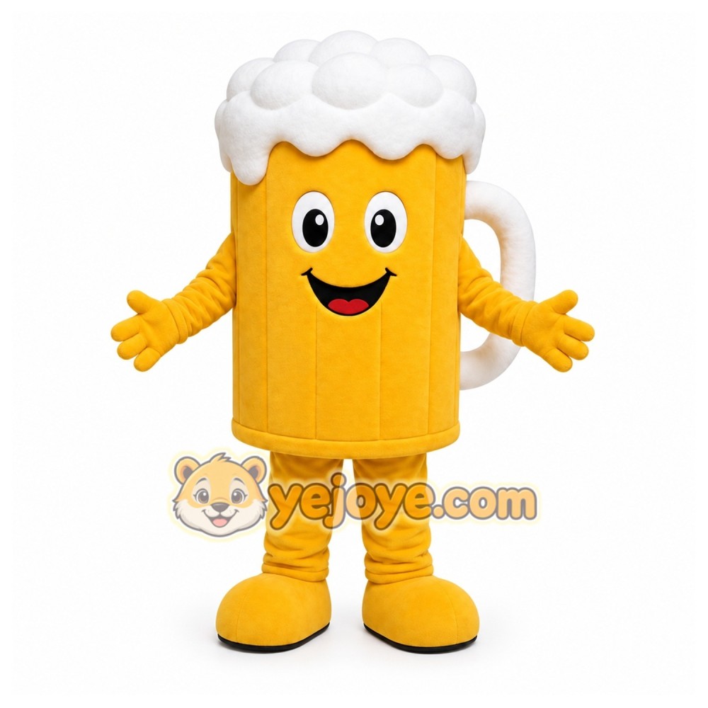 Yellow Beer Mug Mascot Costume for Corporate Events Yellow Beer Mug Mascot Costume for Corporate Events