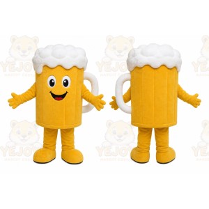 Yellow Beer Mug Mascot Costume for Corporate Events
