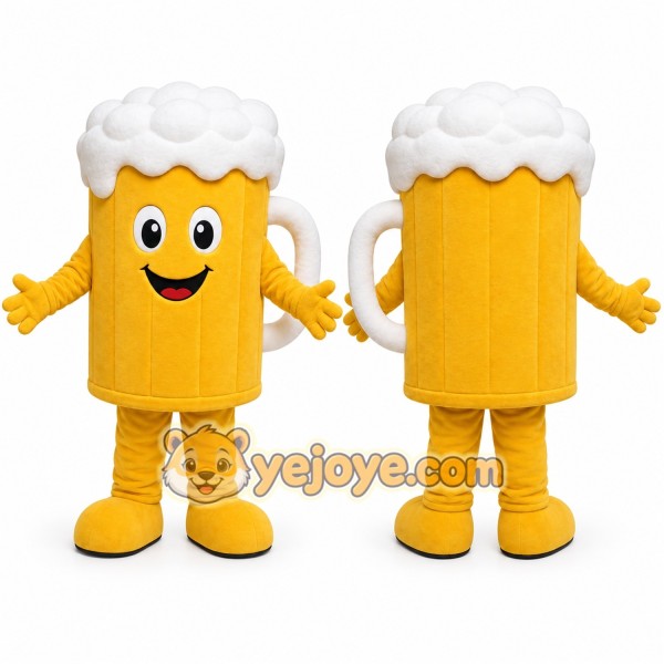Yellow Beer Mug Mascot Costume for Corporate Events