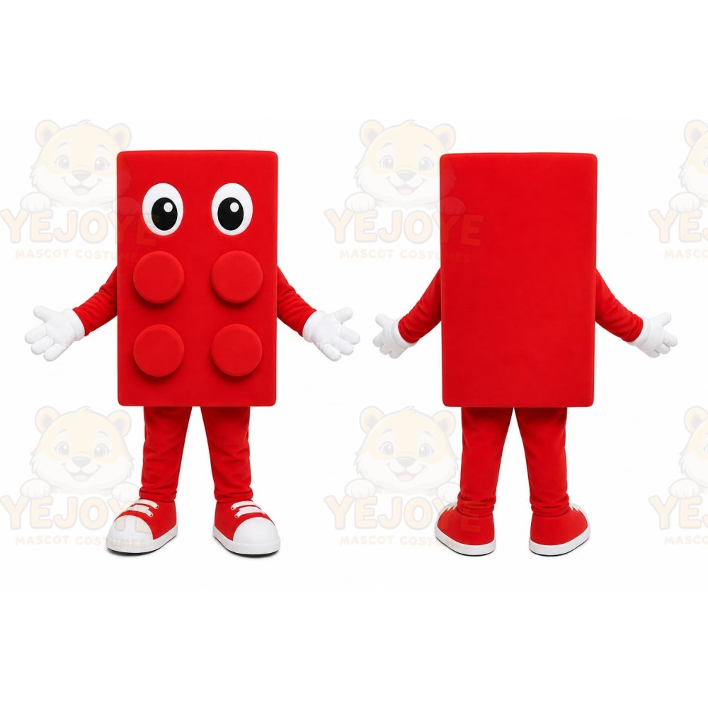 Red Building Block Mascot Costume for Children's Events