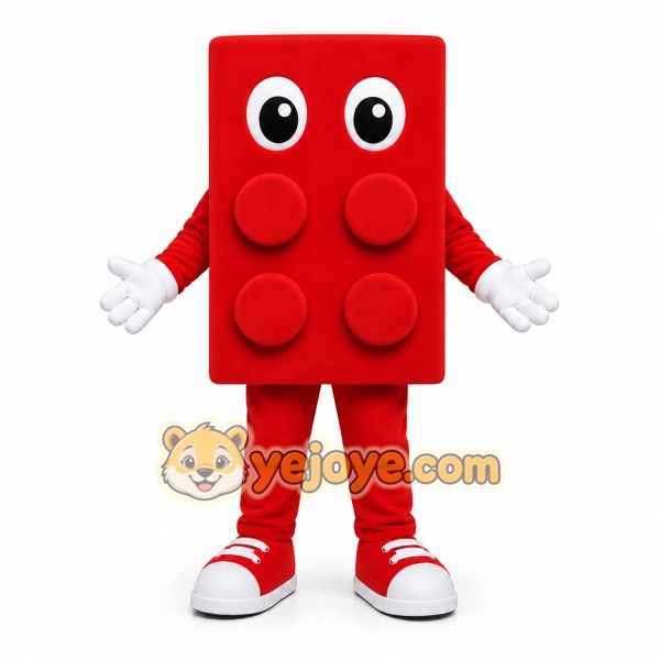 Red Building Block Mascot Costume for Children's Events