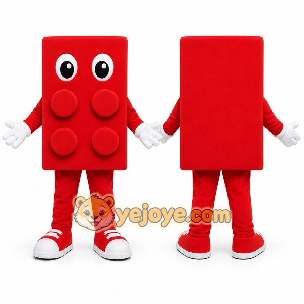 Red Building Block Mascot Costume for Children's Events
