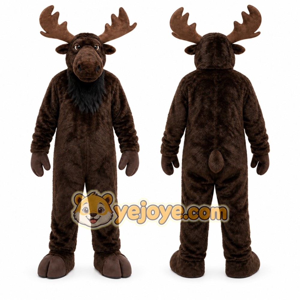 Brown Moose Mascot Costume for Sports Events