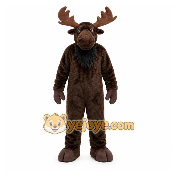 Brown Moose Mascot Costume for Sports Events