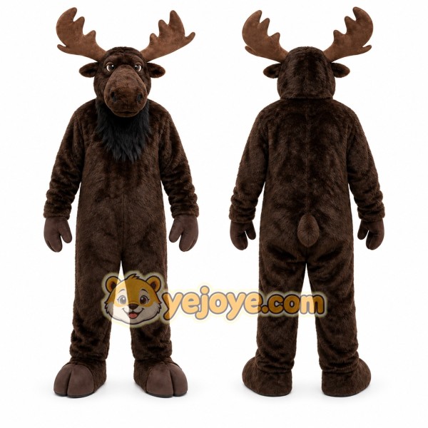 Brown Moose Mascot Costume for Sports Events
