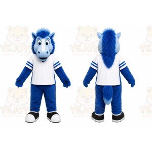 Blue Horse Mascot Costume for Sports Events