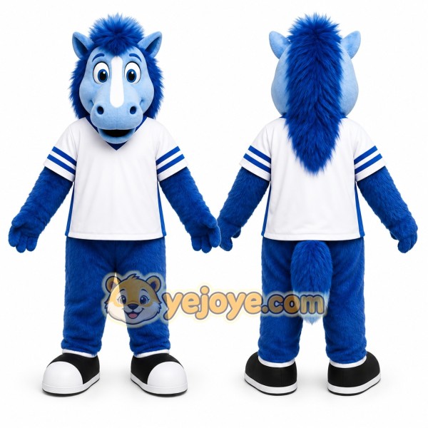 Blue Horse Mascot Costume for Sports Events