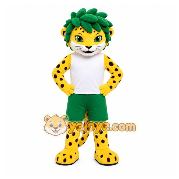 Yellow Cheetah Mascot Costume for Sports Events Yellow Cheetah Mascot Costume for Sports Events