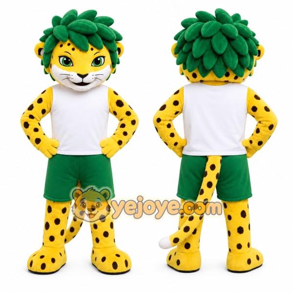 Yellow Cheetah Mascot Costume for Sports Events