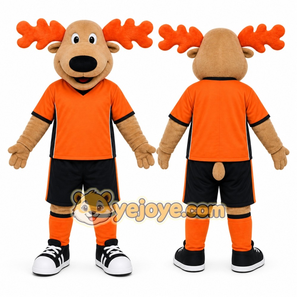 Orange Moose Mascot Costume for Sports Events