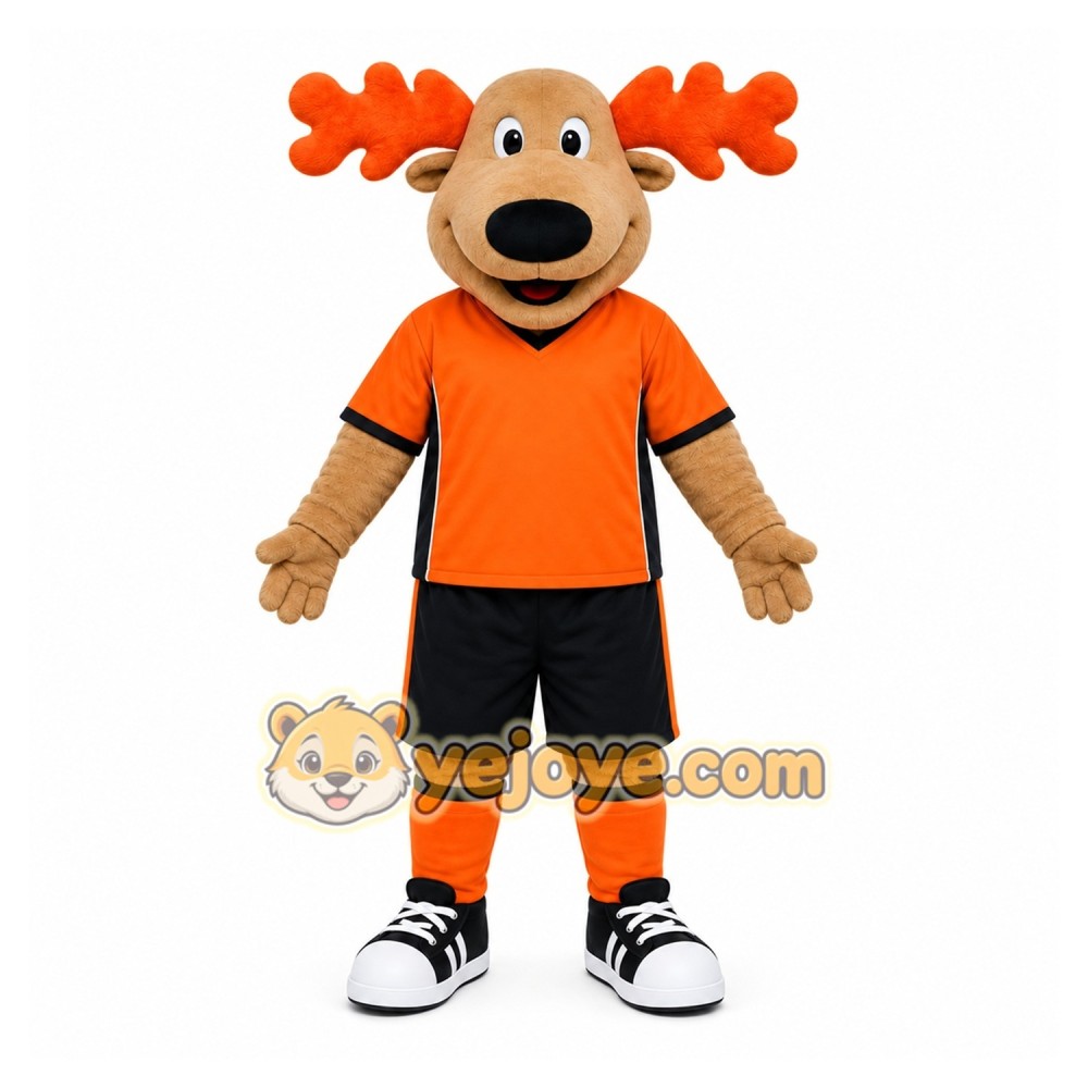 Orange Moose Mascot Costume for Sports Events