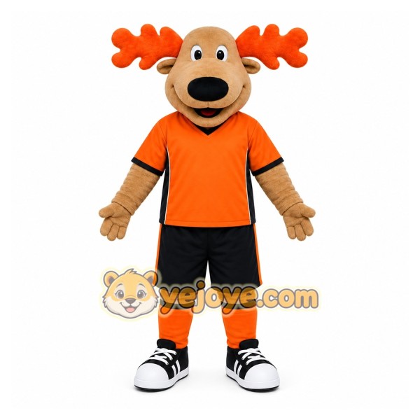Orange Moose Mascot Costume for Sports Events