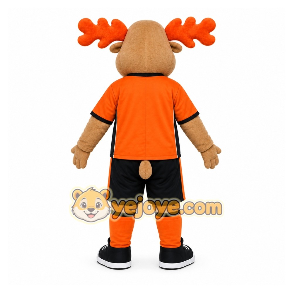 Orange Moose Mascot Costume for Sports Events