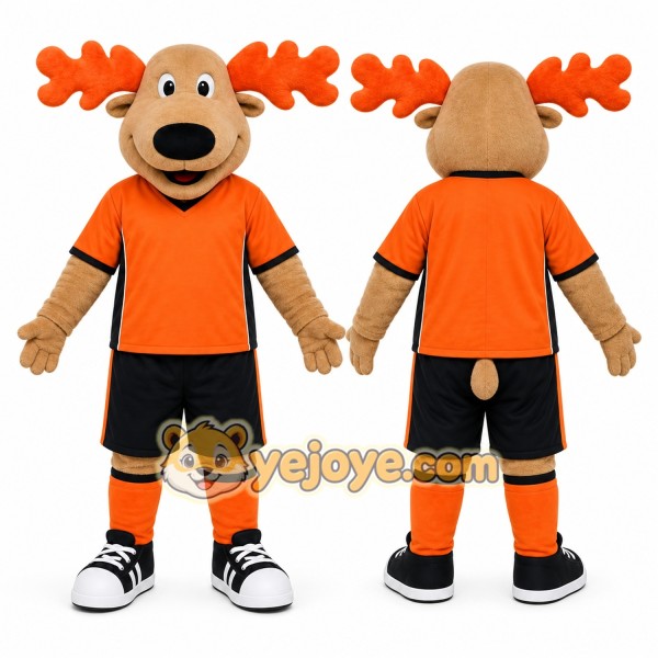 Orange Moose Mascot Costume for Sports Events