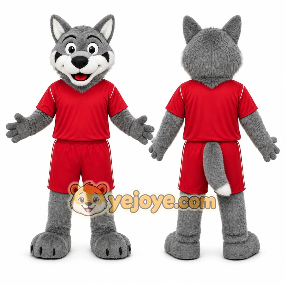 Gray Wolf Mascot Costume for Sports Events