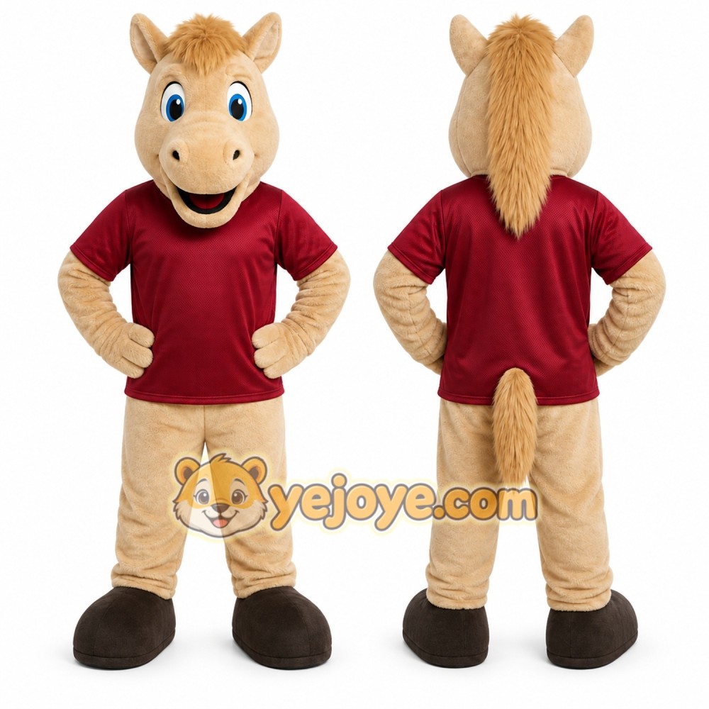 Tan Horse Mascot Costume for Events and Promotions Tan Horse Mascot Costume for Events and Promotions