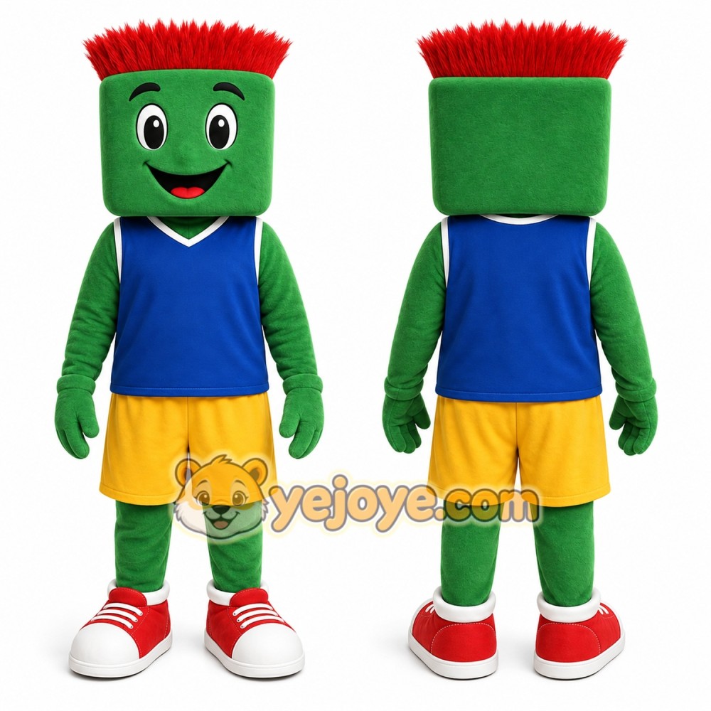 Green Block Head Character Mascot Costume for Events and Promotions Green Block Head Character Mascot Costume for Events and Promotions