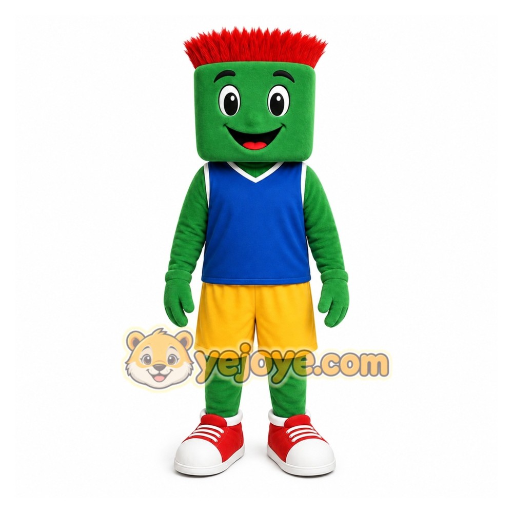 Green Block Head Character Mascot Costume for Events and Promotions Green Block Head Character Mascot Costume for Events and Promotions