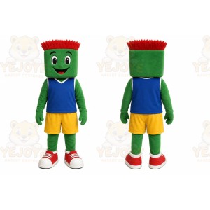 Green Block Head Character Mascot Costume for Events and Promotions