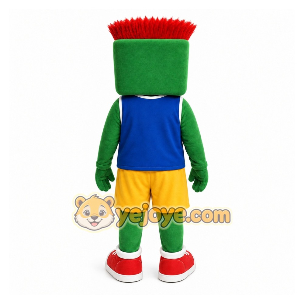 Green Block Head Character Mascot Costume for Events and Promotions Green Block Head Character Mascot Costume for Events and Promotions