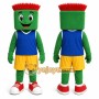 Green Block Head Character Mascot Costume for Events and Promotions