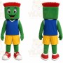Green Block Head Character Mascot Costume for Events and Promotions