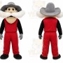 Red Cowboy Character Mascot Costume for Events and Promotions