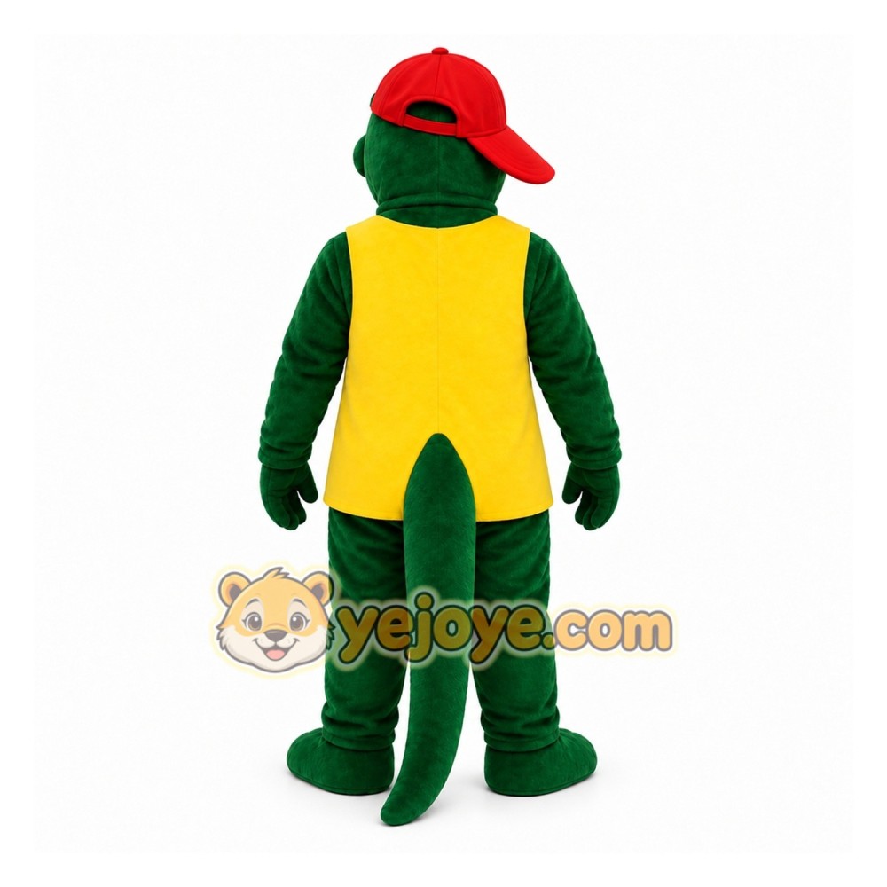 Green Lizard In Safari Outfit Mascot Costume for Events and Promotions Green Lizard In Safari Outfit Mascot Costume for Events and Promotions