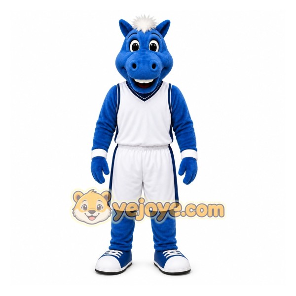 Blue Horse Mascot Costume for Sports Events