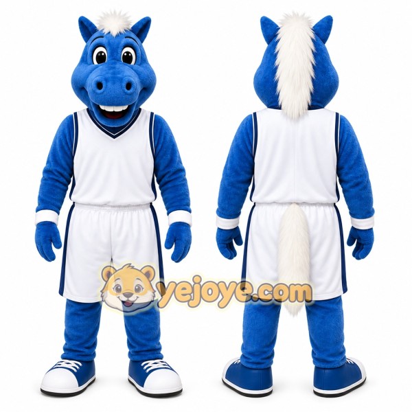 Blue Horse Mascot Costume for Sports Events