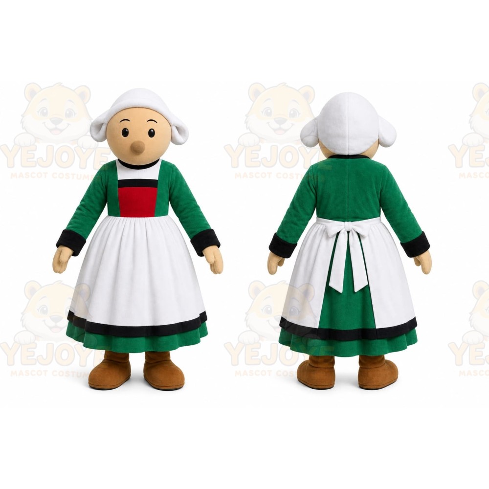 Green Traditional Woman Mascot Costume for Events and Promotions