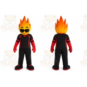 Black Flame With Sunglasses Mascot Costume for Events and Promotions