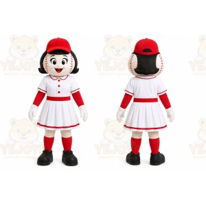 White Baseball Girl Mascot Costume for Sports Events