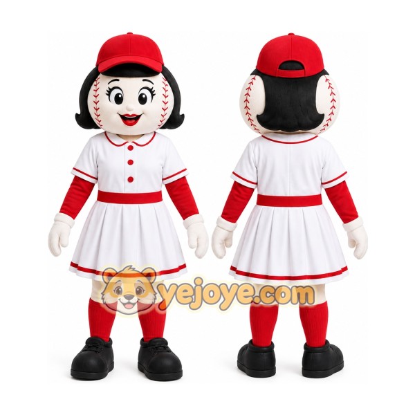 White Baseball Girl Mascot Costume for Sports Events