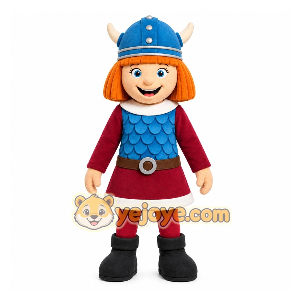 Blue Female Warrior Mascot Costume for Children's Events Blue Female Warrior Mascot Costume for Children's Events