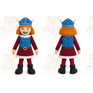 Blue Female Warrior Mascot Costume for Children's Events
