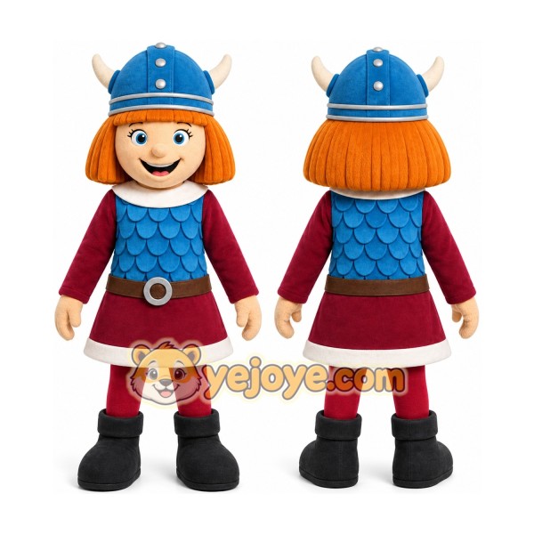 Blue Female Warrior Mascot Costume for Children's Events
