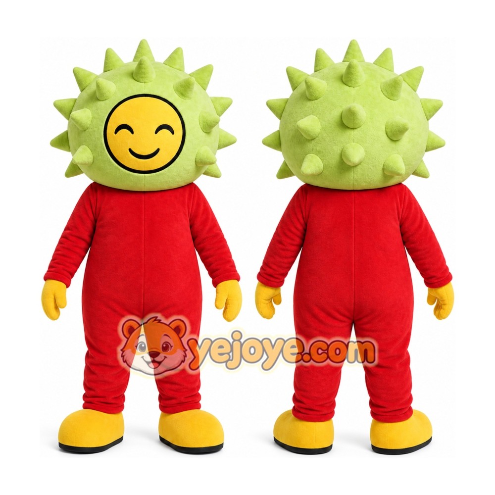 Green Spiky Sun Mascot Costume for Events and Promotions