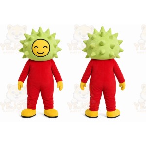 Green Spiky Sun Mascot Costume for Events and Promotions