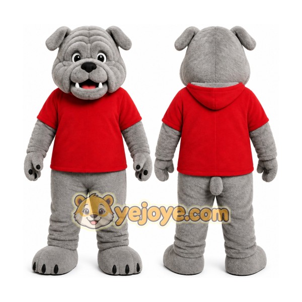 Gray Bulldog Mascot Costume for Sports Events